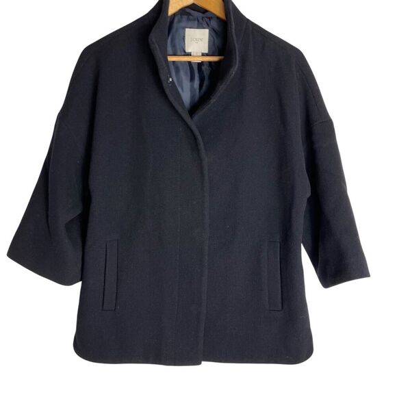 J. Crew Factory 3/4 Sleeve Peacoat Jacket Navy Blue Women's XS Holiday Preppy - Picture 1 of 6